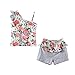 Mud Kingdom Little Girls Outfits Holiday One Shoulder Tops and Shorts Floral 4T Gray
