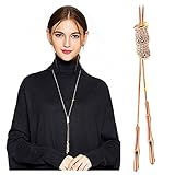 Wowanoo Elegant Crystal Necklace Tassel Pendant Jewelry Long Sweater Chain Necklace for Women Girl Rose Gold