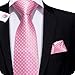 Hi-Tie Men's Casual Jacquard Silk Dress Shirt Button Down Shirts Long-Sleeve Shirt Prom Wedding Regular Fit (pinkk, Medium)