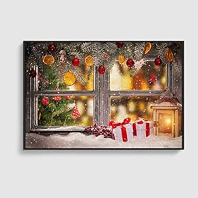 Framed Canvas Home Artwork Decoration Merry Christmas Canvas Wall Art for Living Room, Bedroom - 16x24 inches
