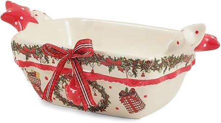 Centrotavola Natalizi Amazon.Disraeli Centrotavola Natalizio Rettangolare In Ceramica 32x17xh13 Cm Amazon It Casa E Cucina