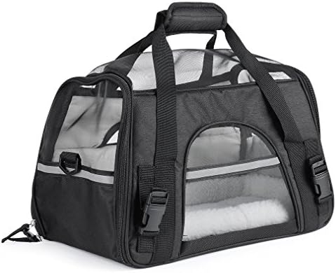 GKKCOO Pet Purse Carrier Bag for Dogs Travel Car comfortable seat cushion Original Lightweight Bowl Locking Safety Zippers Airline Approved (480 x 250 x 250mm)