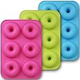homEdge Silicone Donut Molds, 3-Pack of Non-Stick Food Grade Silicone Pans for Donut Baking – Green,Pink,Blue