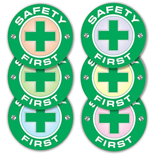 Safety First Stickers - (Pack of 120) 2" Large Laminated Vinyl Decals for Construction Hard Hat Motorcycle Welding Helmet Toolbox Labels