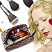Makeup Bag Leather Travel Makeup Cosmetic Bag for Women Waterproof Makeup Organizer Purse Leather Large Capacity Toiletry Pouch Storage Makeup Tools Foundation (Brown)