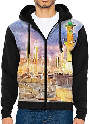 Mekinz Saint Petersburg Port Lighthouse Watercolor Hoodies For Men Sweater Hooded Sweatshirt Zip Fleece