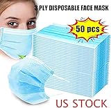 50 PCS Disposable 3-Ply Safety Mask Medical Surgical Mask Face Mask Viral Mask Dental Earloop Polypropylene Masks for Personal Health