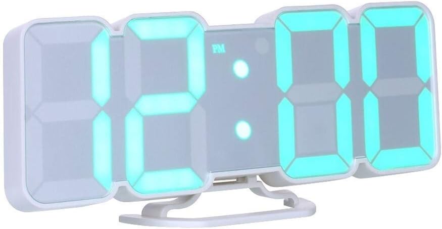 Edward Jackson 3D Wireless Remote Digital RGB LED Alarm Clock Wall Clock Number Clock Non-Ticking (Color : White)