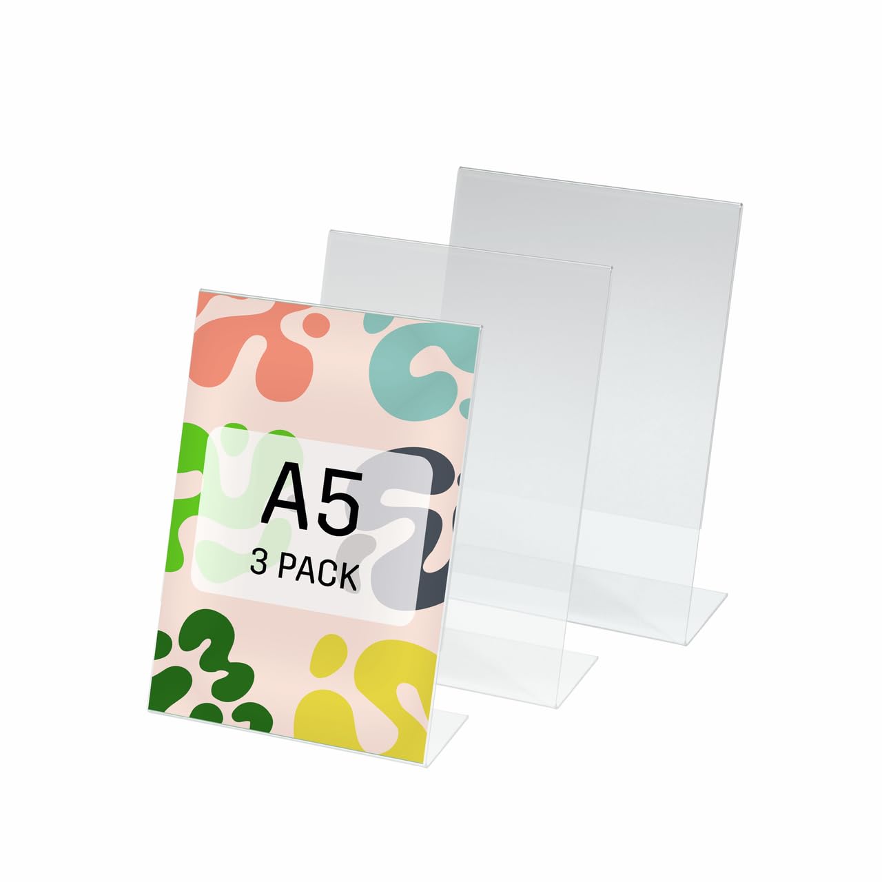 Be!Board SY112 Sign Holder, slanted, for A5, single-sided presentation, acrylic, clear, 3 Pieces