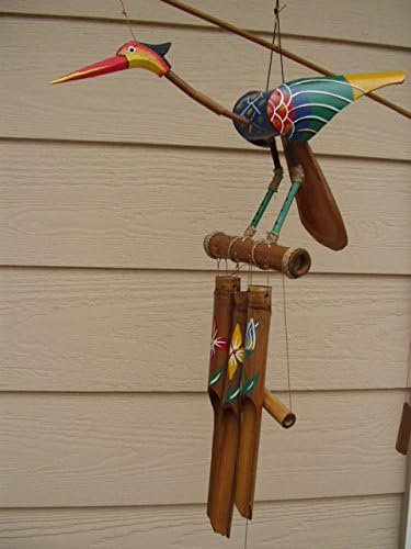 Bobbing Bird Painted Body and Wings Bamboo Wind Chimes