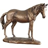 Comfy Hour 10 Inch Horse Statue, Bronze Stallion Sculpture | Farmhouse Living Room Office Mantel Decor, Polyresin, Brown Copper Finish, Shelf Display, Gift For Horse Lovers
