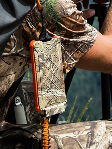Dark Energy Poseidon IP68 Waterproof, Shockproof, Dustproof, 10,000mah, 2 USB Port, 3.4 Amp Portable Charger and Light PLUS Paracord Charging Cable, Realtree