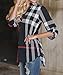 Womens Loose Chiffon Tartan Check Blouse Plaid V Neck Shirt Tops (2XL, Black)