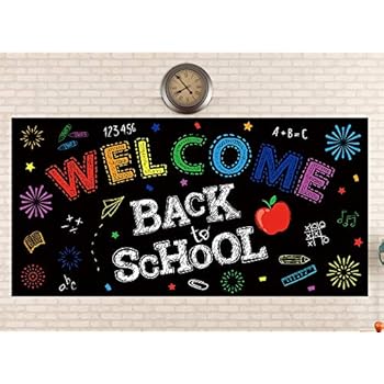 Back to School Banner Decorations - First Day of School Classroom Party Backdrop Supplies