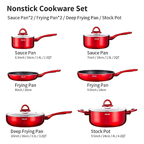 HITECLIFE Nonstick Pots and Pans Set, Cookware Sets 10 Pieces, ChemicalFree Kitchen Cooking