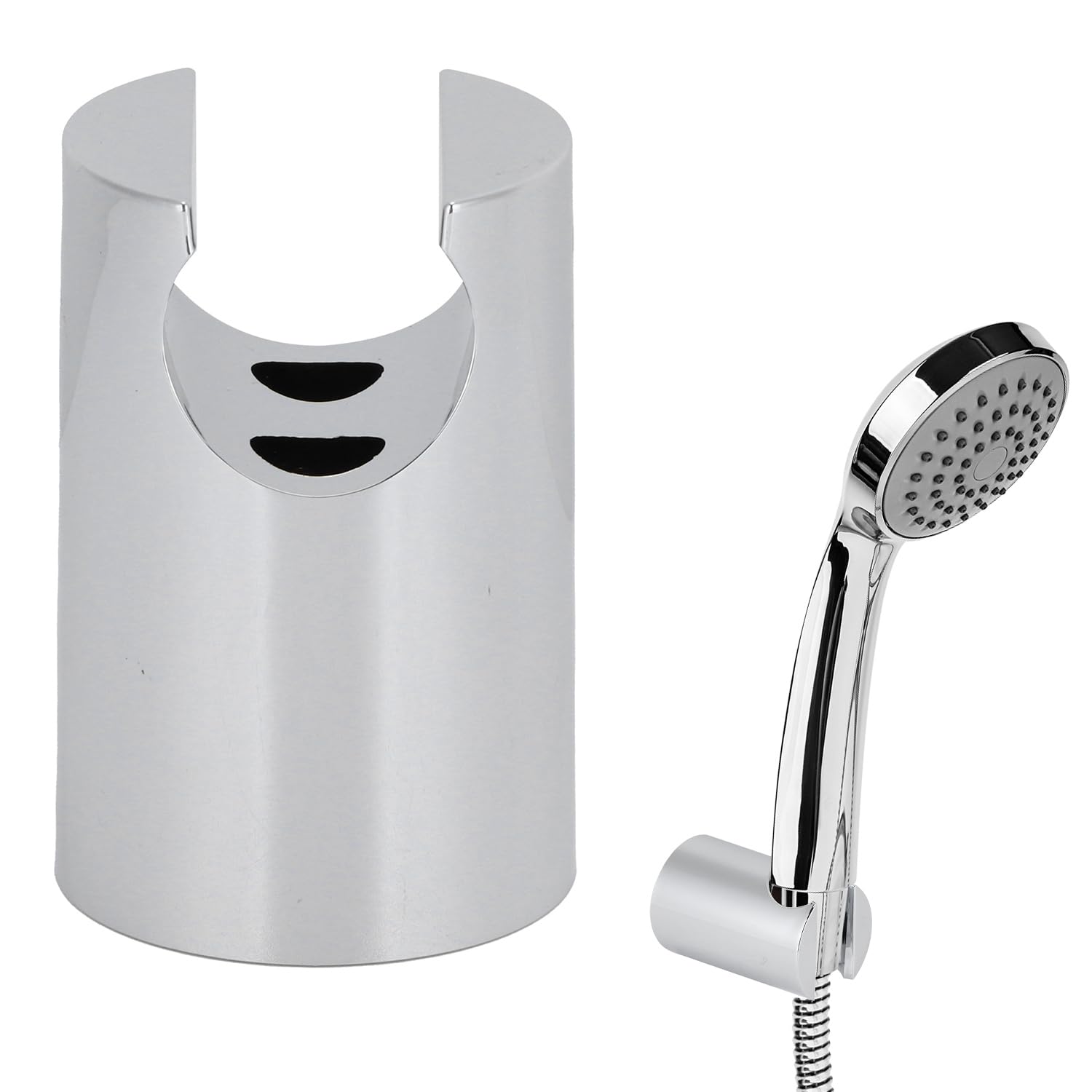 Shower Head Holder, Wall Mount ABS Hand Shower Bracket Universal Shower Holder Simple Stand Bracket Supplies Bathroom Fixtures for Home Bathroom Hotel (Silver)