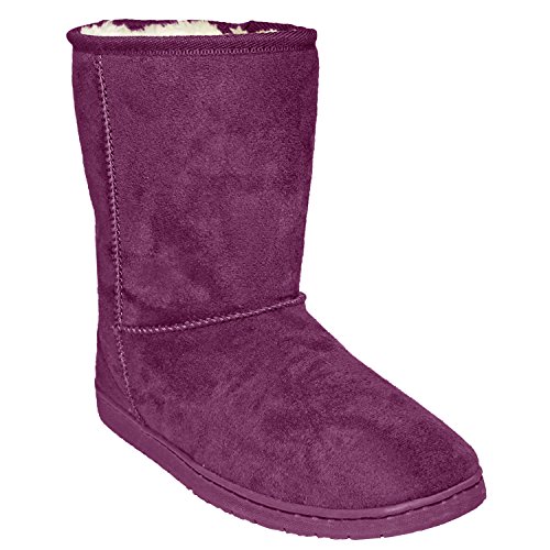 DAWGS Womens 9 Inch Faux Shearling Microfiber Vegan Boots (Plum, Size 10)