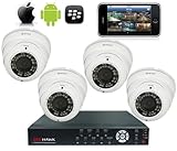 Red Hawk - 4 DOME SECURITY CAMERA'S AND A 4 CHANNEL DVR SYSTEM