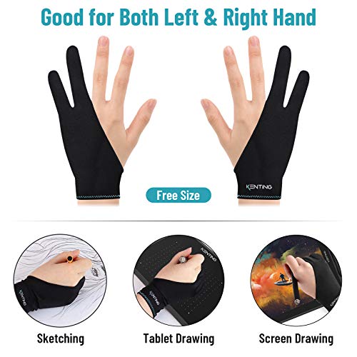 KENTING Antifouling Two-Finger Glove Free Size for Drawing Graphics Tablet LED Light Box Tracing Pad iPad and Artist Art Creation Good for Right Hand Left Hand 1PC