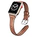 Secbolt Leather Bands Compatible with Apple Watch Band 38mm 40mm 41mm Iwatch SE Series 9 8 7 6 5 4 3 2 1 Slim Replacement Wristband Strap Stainless Steel Buckle, Brown