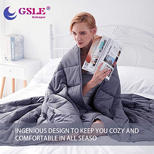GSLE Weighted Blanket (Grey, 60"x80" Queen Size 20 lbs), Hypoallergenic