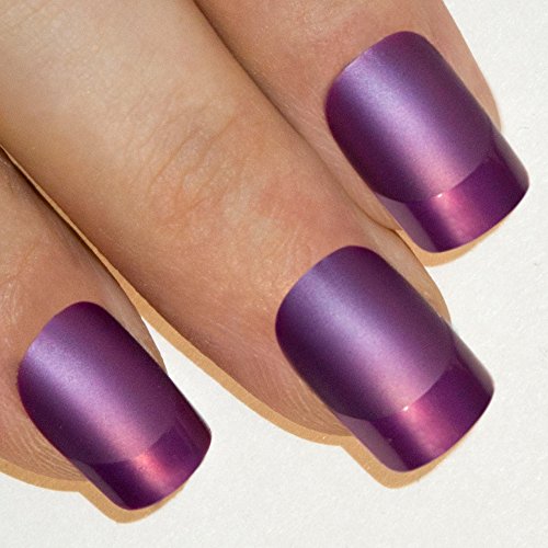 Bling art false nails french manicure matte purple full cover med…