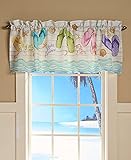 The Lakeside Collection Flip Flop Beach Theme Bathroom and Kitchen Window Valance with Rod Pocket