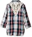 Speechless Girls' Rayon Yd Plaid Roll Tab Top