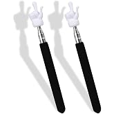 HungGato 2 Pcs Telescopic Teacher Pointer Stick, Retractable Finger Pointer for Classroom Teaching, Extendable Pointer for Kindergarten and Elementary Teachers, Classroom Supplies (Black)