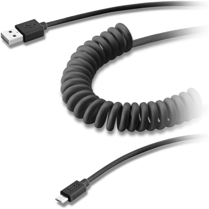 aiino - Micro USB to USB Data Cable for Charging and Synchronisation 1.2 m Coiled - Black