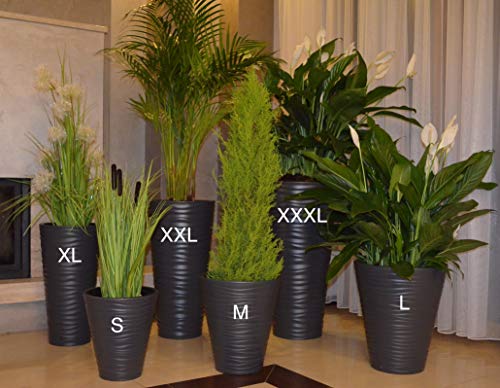 MELTOM Pflanzkübel Slim Rund 3D Effekt - Wellen - Farbe: Anthrazit mit Herausnehmbaren Einsatz, DxH: 40 x 79 cm – Bild 4