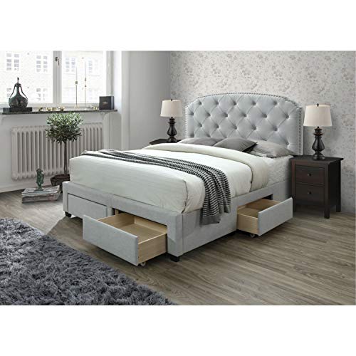 DG Casa Argo Upholstered Panel Bed Frame with Storage Drawers and
