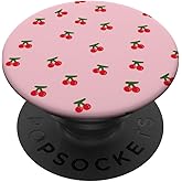 Funny & Cute Smiling Cherry Style Pattern in Pink for Girls PopSockets Adhesive PopGrip