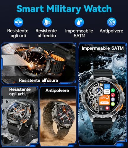 LIGE Men's GPS Smartwatch, Compass/Altitude/Barometer, Torch, AMOLED 1.43 Inch Military Smart Watch with Bluetooth Calls, Height/Pressure Monitoring and 170 Sport Modes for Android iOS, DM1-H