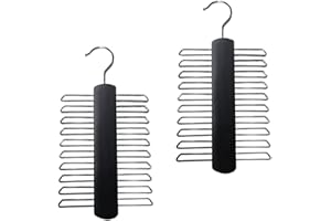 Esforzarse 2 Pcs Wood Tie Hanger, Scarf Hanger, Tie Rack, Sturdy Tie Holder, 360 Degree Swivel Hook for Clothes Storage & Org