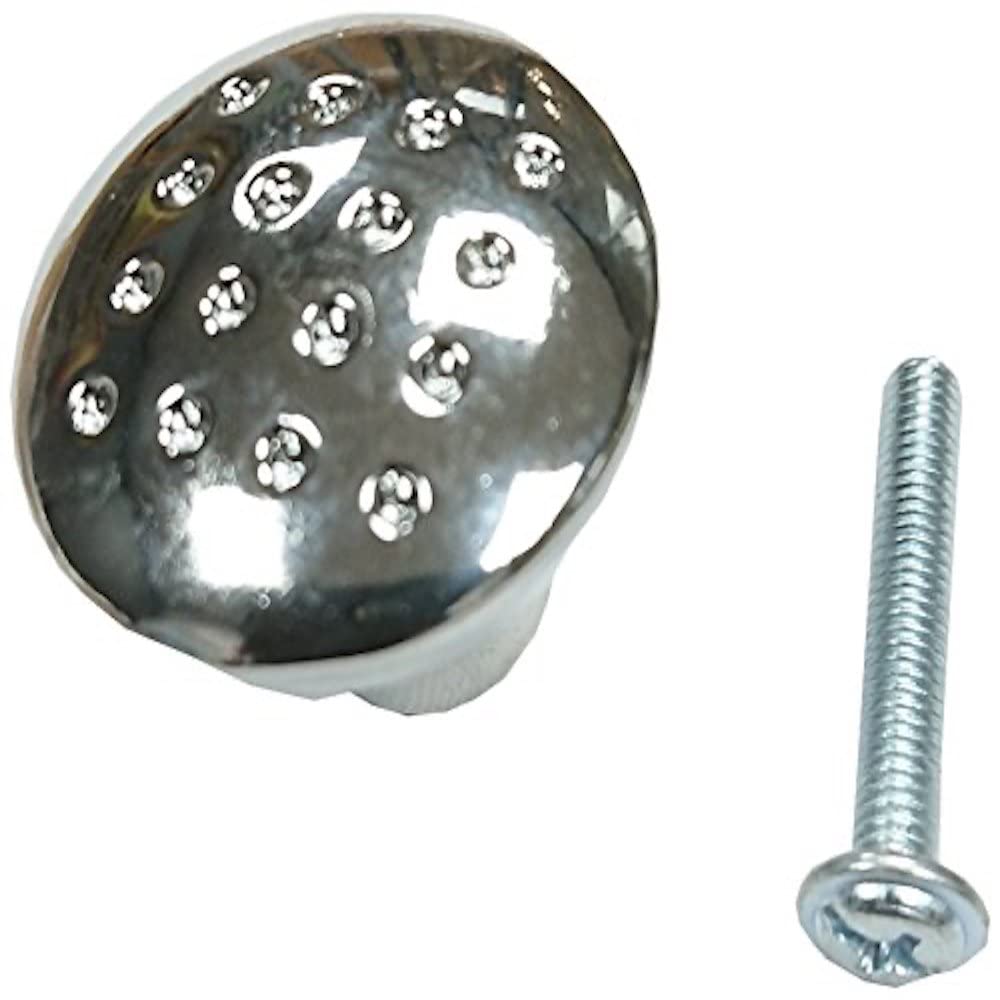 Merriway BH06134 (4 Pcs) Cupboard Cabinet Door Knob Dimpled, Chromed Metal 28mm - Pack of 4 Pieces