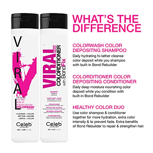 CELEB LUXURY INTENSE COLOR DEPOSITING COLORCONDITIONER CONDITIONER + BONDFIX BOND REBUILDER, VEGAN, SUSTAINABLY SOURCED PLANT-BASED, SEMI-PERMANENT, VIRAL AND GEM LITES COLORCONDITIONERS