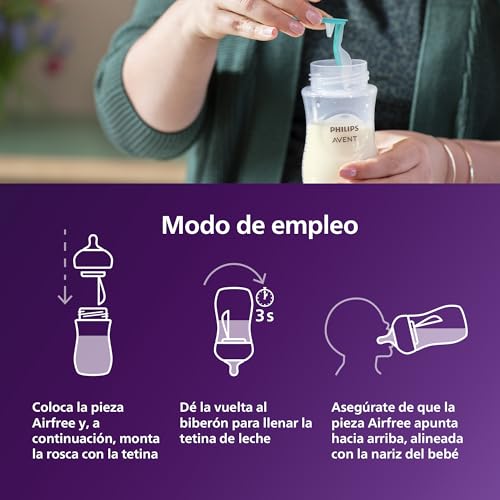 Philips Avent Biberón Natural Response: biberón de 125 ml con sistema AirFree, sin BPA, para recién nacidos a partir de 0 meses (modelo SCY670/01)