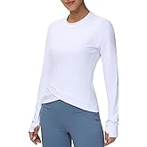 Women's Long Sleeve Compression Shirts Workout Tops Cross Hem Athletic Running Yoga T-Shirts with Thumb Hole