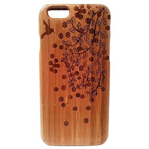 Natural Bamboo Handcrafted Carving Patterns Chom Bamboo Case Cover Shell Skin for Iphone6(4.7inch)
