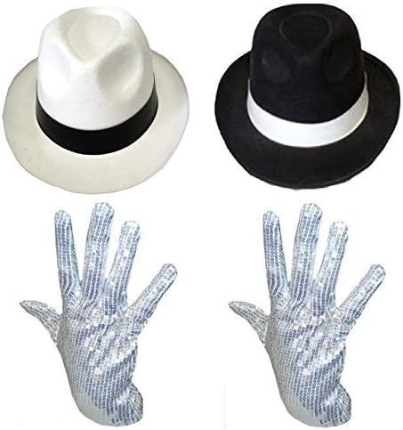 Men's Michael Jackson Hat & Sequin Glove Al Capone Gangster