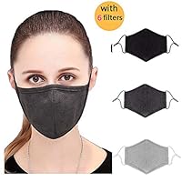 Adult N95 Respirator Mask Black Gray Face Mask - Flu Mask, Dust Mask, Allergy Mask - Comfortable, Reusable - Protection from Dust, Pollen, Allergens, Flu Germs-3Pcs