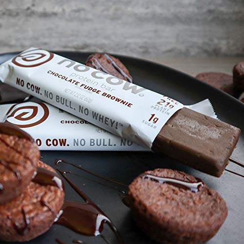 No Cow Protein Bar, Chocolate Fudge Brownie, 21g Plant Based Protein