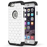 iPhone 6 Plus Case, Pasonomi® Hybrid Stud Rhinestone Bling Armor Defender Case Cover for Apple iPhone 6 Plus 5.5 inch with Dazzling Diamond (White)