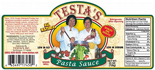 Testa's Seedless Skinless Pasta Sauce 4-Pack Original Tomato Sauce for Diverticulitis Lectin Sensitivity