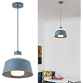 ANYLOVE Macaron Kitchen Island Pendant Light,11 Inch Blue Hanging Light Fixtures with Frosted Glass Shade,Adjustable Height, 