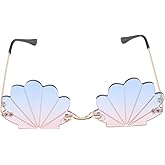 Homoyoyo Seashell Frameless Sunglasses for Parties Funny Rimmed Eyewear for Adults Unique Costume Accessory