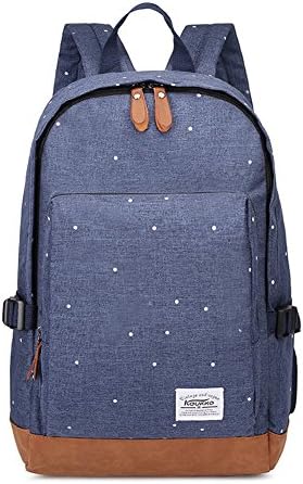 Elf Stella Cute Dot Backpacks for Girls Kids Book Bags for School Laptop Backpack for 14”Blue