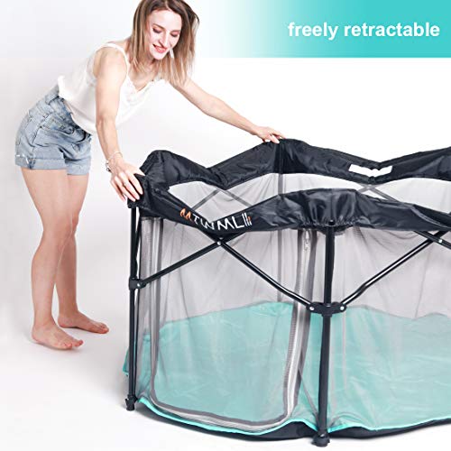 [6-Panel]Portable Playpen, Play Yard, Safety Foldable Indoor and Outdoor Baby Play Pen with Carry Case and Washable Lightweight Mesh Kids Playard - Thumbnail 6