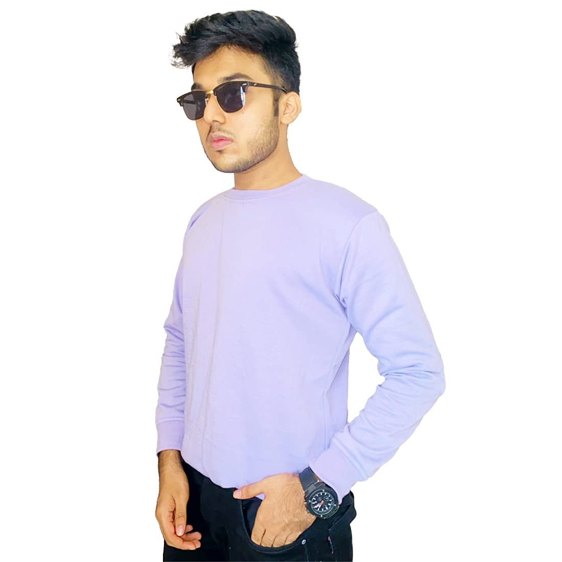 Buy Sweatshirt for Men / Koverify Plain Lavender Sweatshirt / Purple